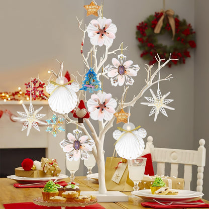 Seashell Angel Ornaments - 4PCS Handmade Natural Shell Crafts for Coastal & Beach Christmas Tree Hanging Ornaments