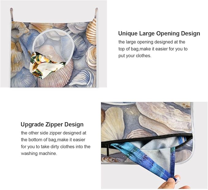 Hanging Laundry Hamper with Stainless Steel Hooks, Oxford Fabric Printing Door