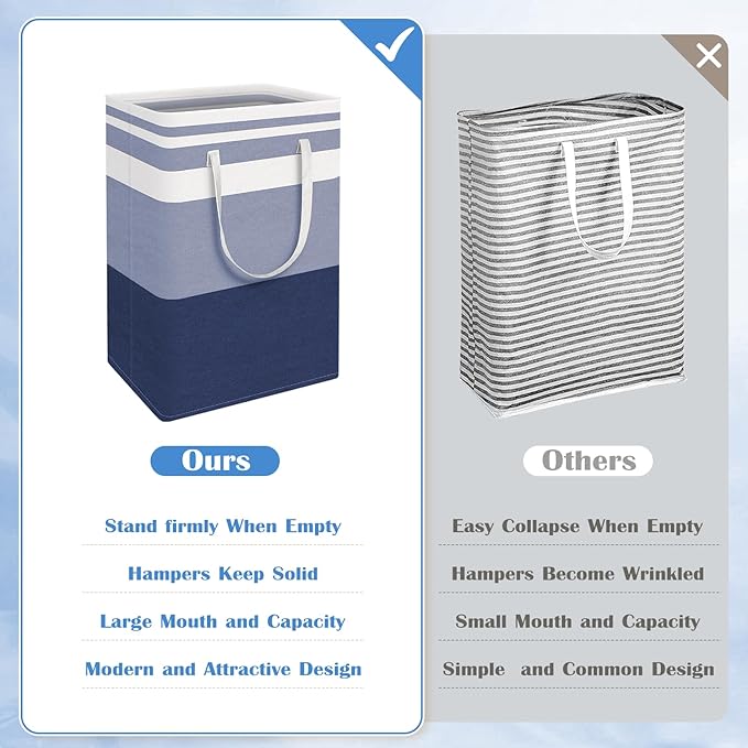 BlissTotes 3-Pack Laundry Basket, Freestanding＆Waterproof Laundry Hamper