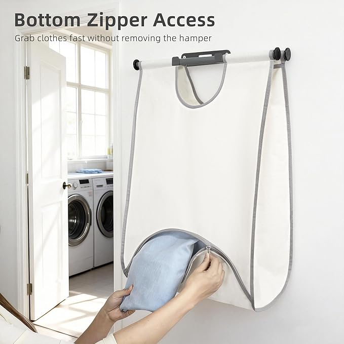 STORAGE MANIAC Wall Mount Laundry Hamper, Hanging Laundry Bag