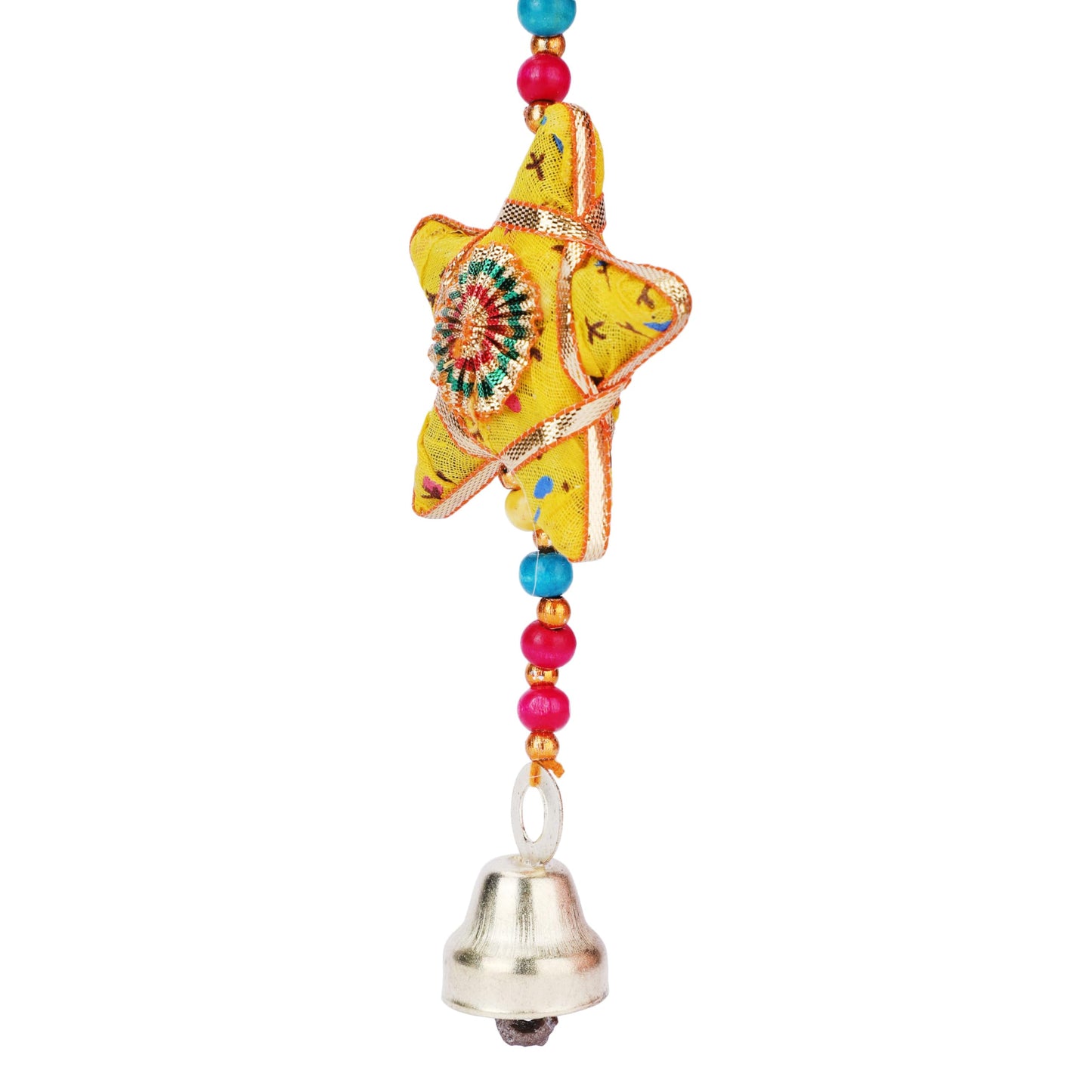 Craftsofindia®Handmade Moon and Stars Garland - 85 cm Beaded Wall Hanging with Bells, Celestial Home Decor for Kids Room, Bedroom, Diwali Party