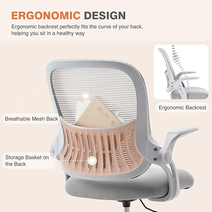 Sweetcrispy Office Computer Desk Chair, Ergonomic Mid-Back Mesh Rolling Work