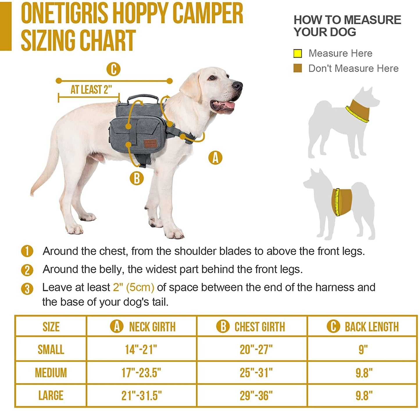 OneTigris Dog Pack for Hiking Camping Travelling,Dog Backpack for Hiking Nylon Dog Harness Backpack with Side Pockets for Medium and Small Dogs