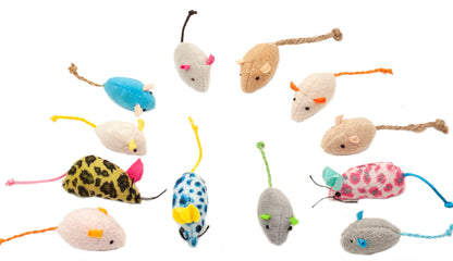 Fashion's Talk Mouse Cat Toys Soft Plush Catnip Mice Assorted Style Variety Pack 32 Count