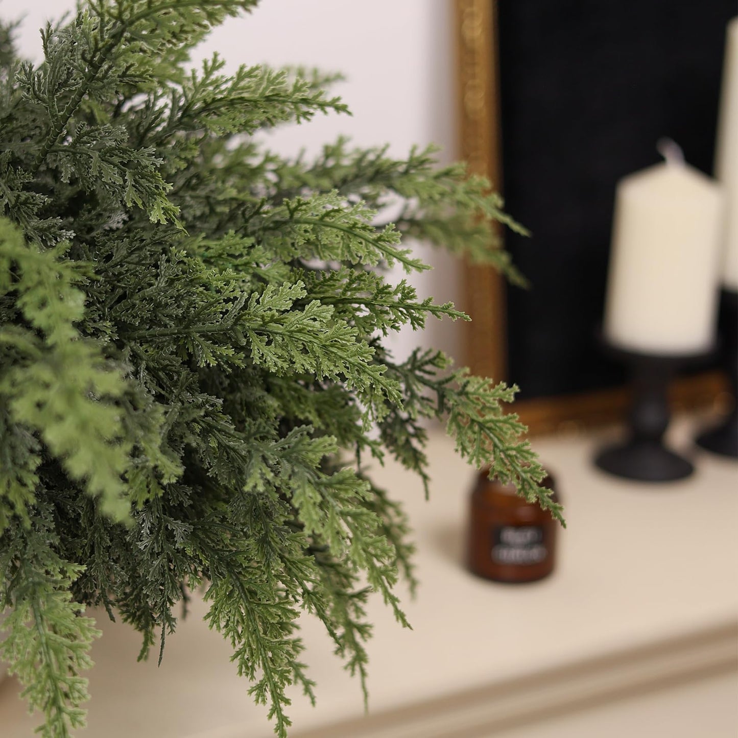 GLIDLION 18" Soft Textured Cedar Branches -24 Pcs, Artificial Christmas Cedar Branch Realistic Fake Pine Picks Faux Greenery Plants Stem for Vase DIY Crafts Garland Wreath Indoor Outdoor Home Decor