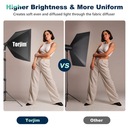Torjim Softbox Photography Lighting Kit, 2Pcs 27" x 27" Professional Soft Box | 3000K-7500K 85W LED Bulbs with Remote, Photography Continuous Lighting Kit for Studio Lights, Portrait, Video Recording