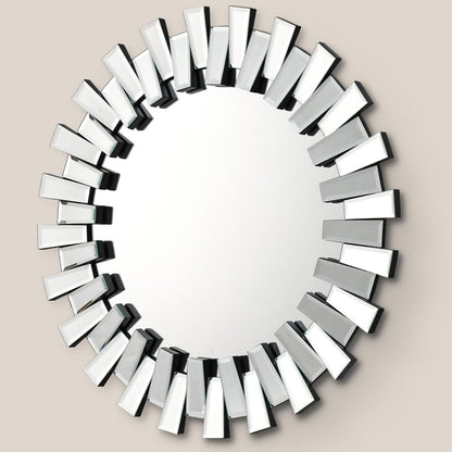 QDSSDECO Round Mirror Sunburst Wall Mirror 31.5" Beveled Edge Frameless for Living Room Bathroom Bedroom Entryway Decor