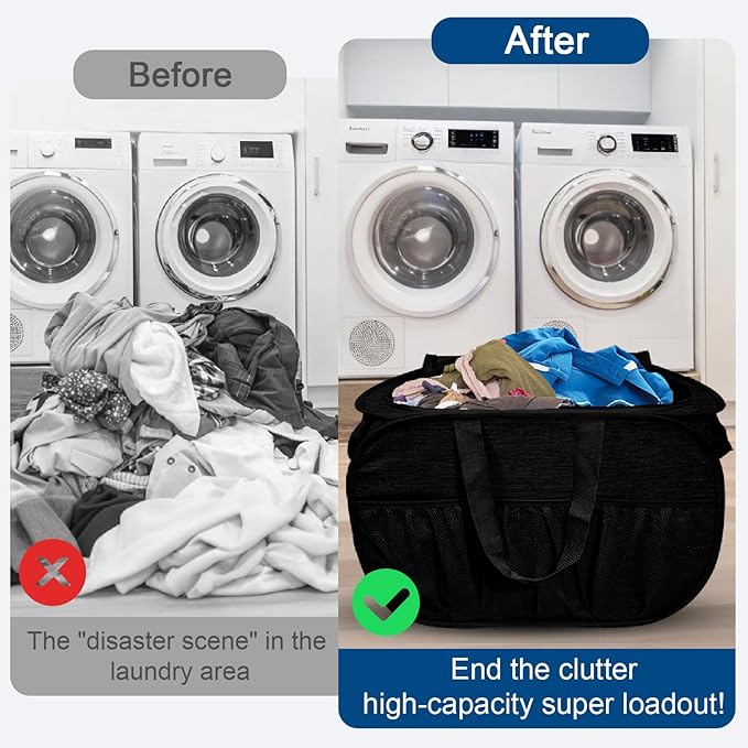 Collapsible Laundry Baskets, Tear Proof Pop Up Laundry Hamper