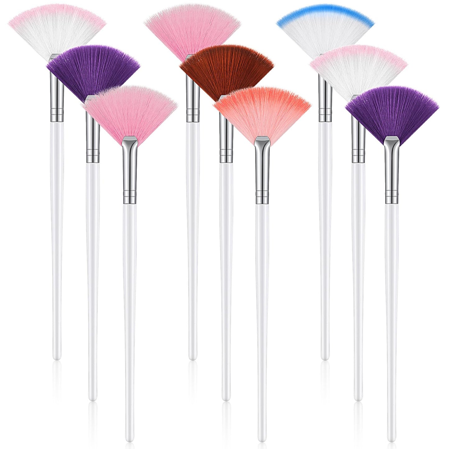 9 Pieces Facial Fan Mask Brushes, Soft Facial Applicator Brushes Tools for Peel Glycolic Makeup for Mud Cream(Champagne)