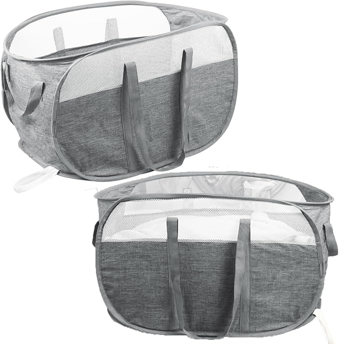 2 Pcs Collapsible Laundry Baskets, Tear Proof Pop Up Hamper