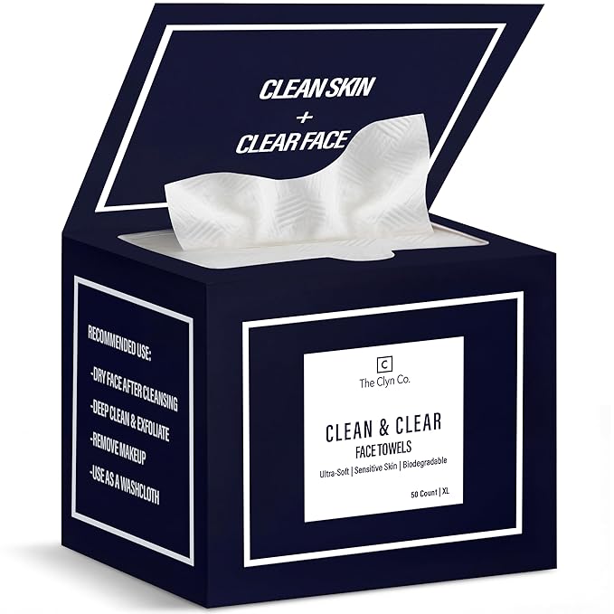 Clean & Clear Face Towels, Disposable Luxury Facial Towels, 100% Viscose