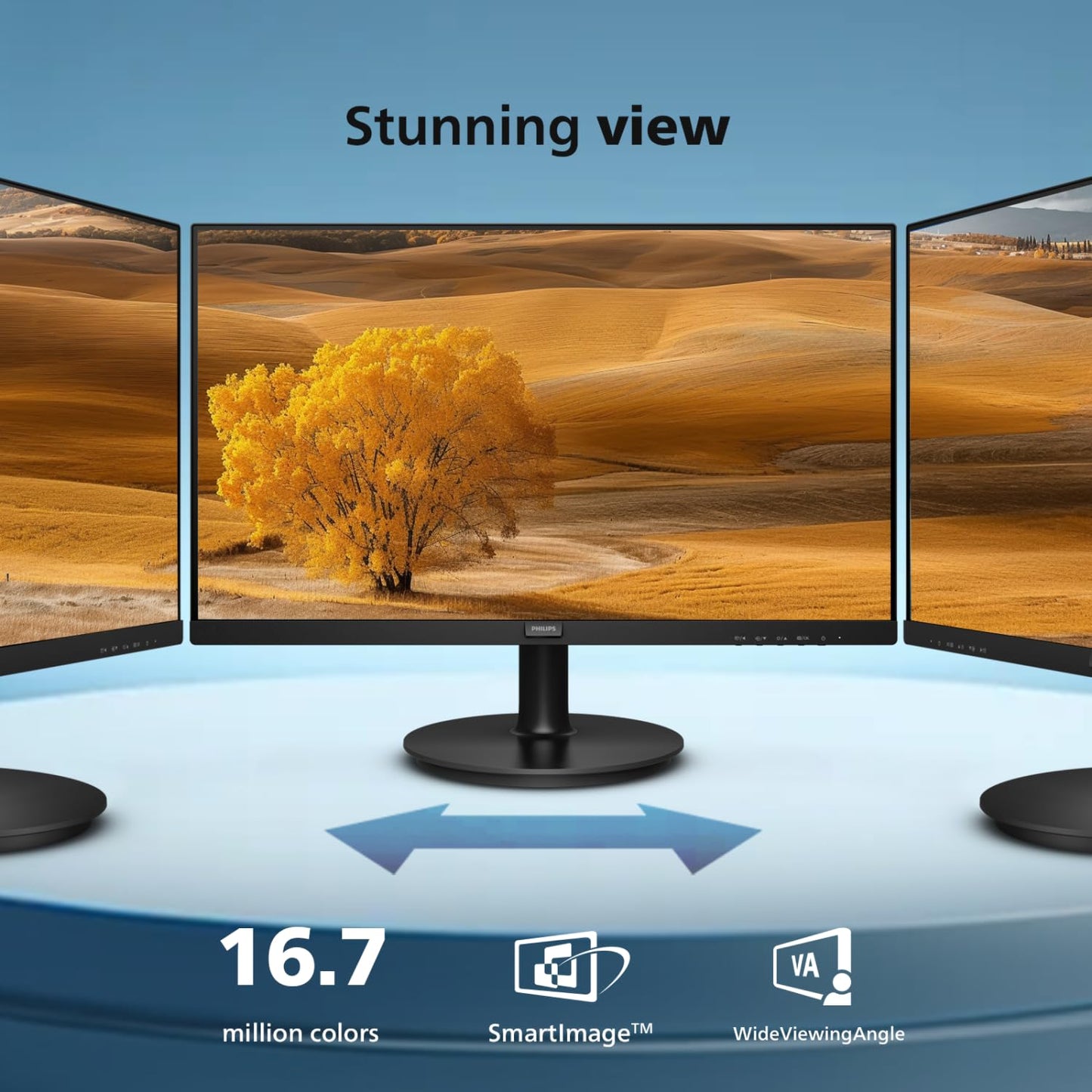Philips 221V8LB 22 inch Class Thin Full HD (1920 x 1080) Monitor, 100Hz Refresh Rate, VESA, HDMI x1, VGA x1, LowBlue Mode, Adaptive Sync, 4 Year Advance Replacement Warranty