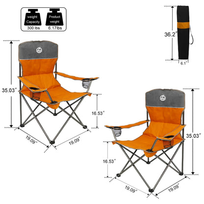 Northroad Folding Camping Chair Set of 4, Portable Collapsible Conversation Set w/1 Sofa, 2 Single Chairs, 1 Table for Family Patio, Outdoor Travel, Beach(Orange)