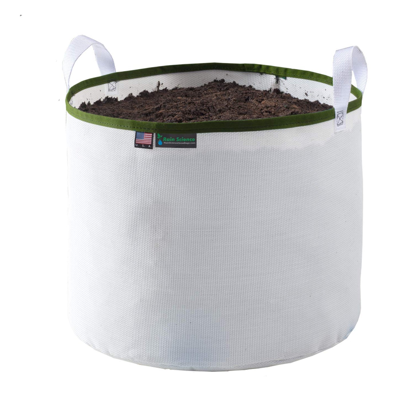 Rain Science - Grow Bag 15 Gallon, Planting Pots - Colorful Plant Grow Bags Pots Gardening Vegetable - Air Pruning Mesh Fabric Plant Container - (White/ODGreen)