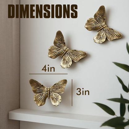 GUSFREUD 3D Butterfly Wall Decor Set – Resin Wall Decorations for Living Room, Bedroom, Garden, Yard, Outdoor and Gallery Walls - Antique Copper - Set of 3