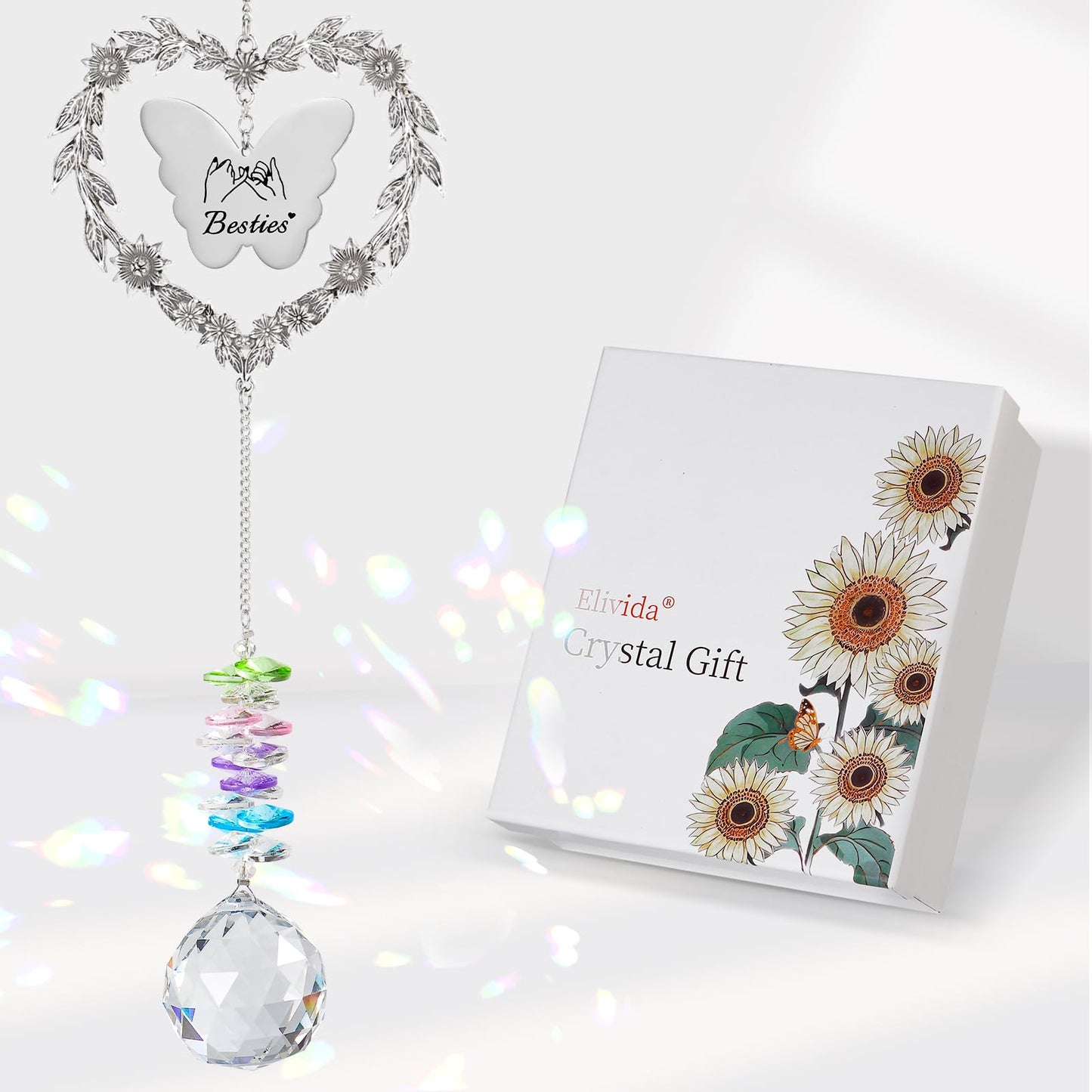 Best Friend Friendship Suncatcher Gifts for Women, Bestie Crystal Ornament