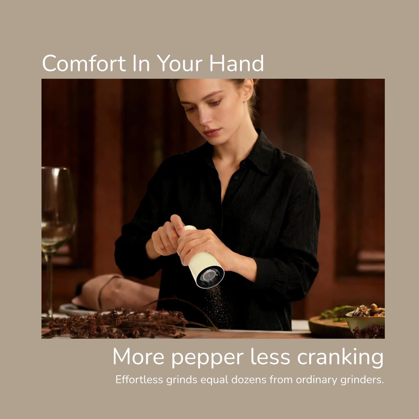 Aurevit Salt And Pepper Grinder Set Manual, Salt And Pepper Mill With Ceramic/Stainless Steel Core, External Adjustable Coarseness, Refillable, Durable (2 Packs, Blue-Grey)