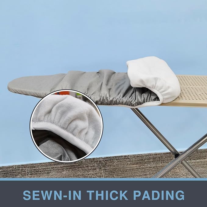 Extra Large Ironing Board Cover and Pad 22x57, 21x57 Thick Padding, Elastic Edge