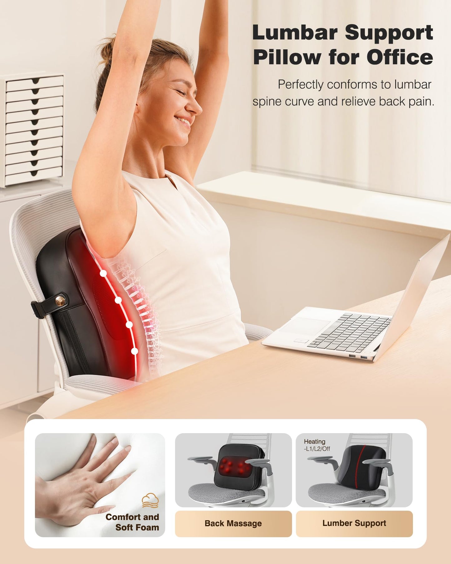 Shiatsu Neck Massager with Heat, 3D Kneading Back Massage Pillow for Pain Relief, Massagers for Neck and Back, Shoulder, Leg, Gifts for Men Women Mom Dad, Stress Relax at Home Office and Car