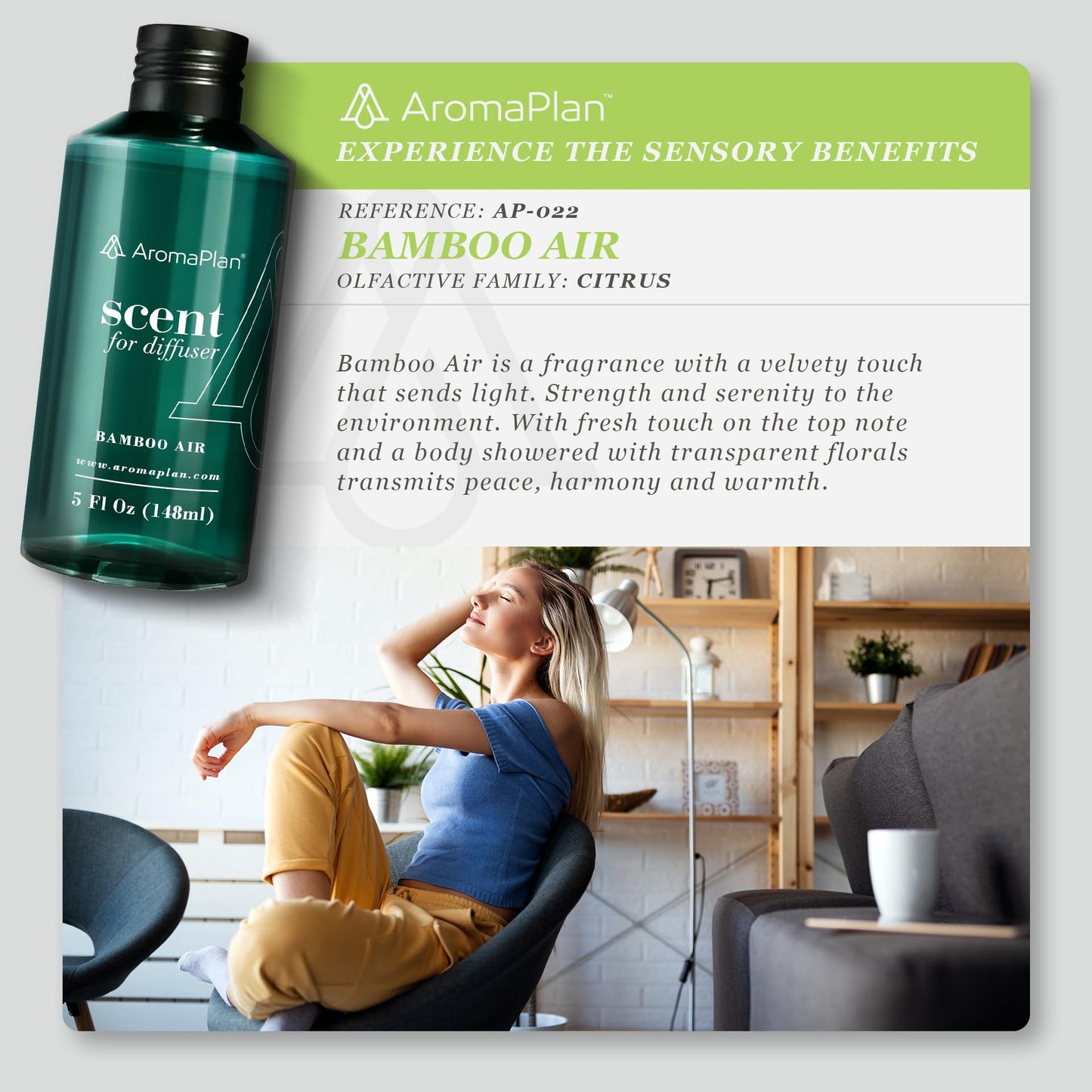 AromaPlan Hotel Scents Santal 5 Fl Oz (148ml), Home Luxury Aroma & Hotel Fragrance Diffuser Oil- Hotel Diffuser Oil for Aromatherapy- USA Made, Bigger Bottle, Bolder Aroma & Longer Lasting