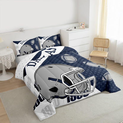 Feelyou Football Bedding Set Soft for Boys Girls, Dallas Comforter Set Full Size Football City Duvet Quilt Microfiber Bedroom Decor 3 Pcs with 2 Pillow Cases