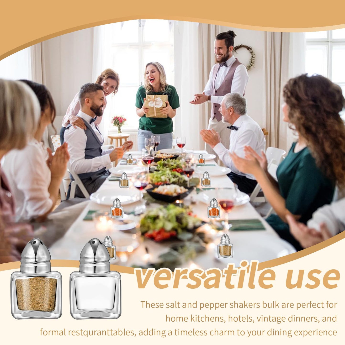 Pack of 12 0.5 oz Cube Shape Small Salt and Pepper Shakers with Tone Tops Clear Mini Glass Seasoning Jars Spice Salt Shakers with Funnel for Restaurant Home Kitchen (Silver Lids)