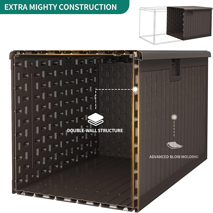 YITAHOME XXL 230 Gallon Large Deck Box,Outdoor Storage for Patio Furniture Cushions,Garden Tools with Flexible Divider,Waterproof,Lockable (Brown)