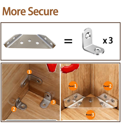 20-Pack Heavy Duty Stainless Steel L Brackets for Wood - 90° Corner Braces with Screws Included, for Furniture, Shelves, Cabinets & DIY Projects
