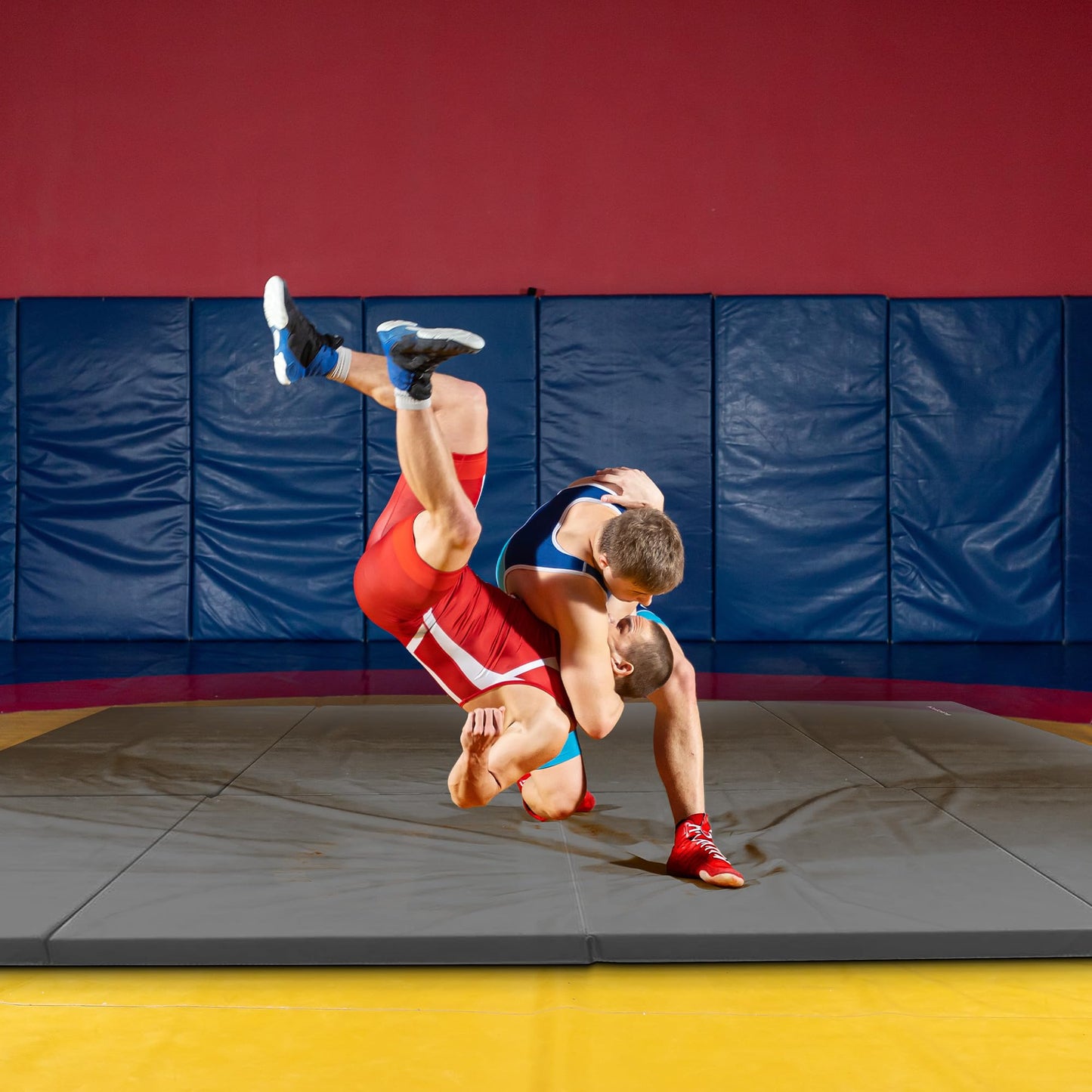 BalanceFrom 10x4 Feet 4-Panel Folding Gymnastics Mat – 2-Inch Thick Pad with Vinyl Surface and Carrying Handles for Tumbling, Yoga, Pilates, Home Workouts, and Martial Arts