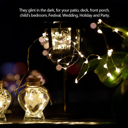 LIIDA [10-Pack] LED String Lights 3.5FT LED Moon Lights 20 Led Micro Lights On Silver Copper Wire for DIY Wedding Centerpiece Table Decoration Party (Warm White)