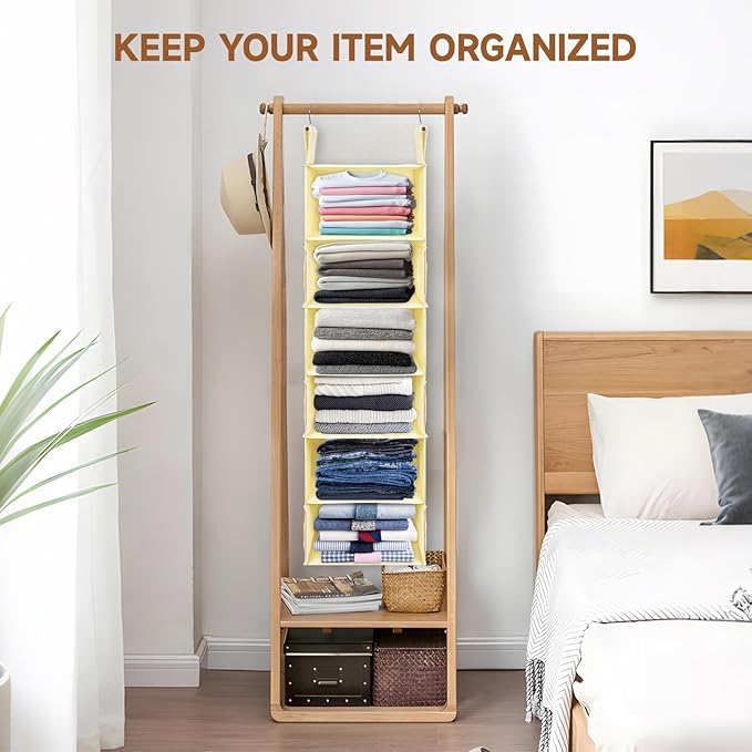 Posprica Interchangeable Hanging Closet Organizer – 6 Slim Tiers or 3 Spacious