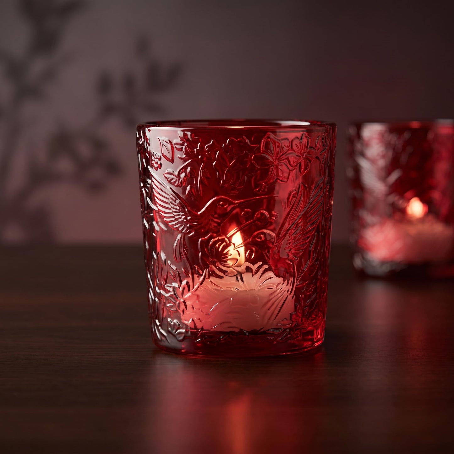Ruby Red Hummingbird Tealight Holders, 6 Pack