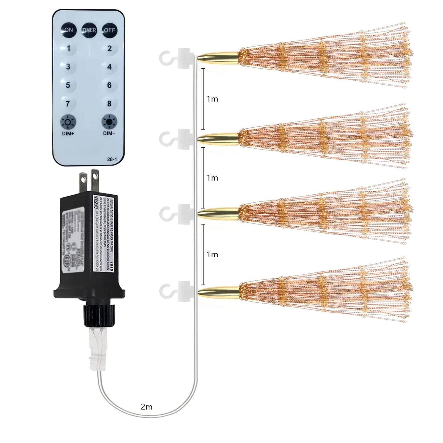 4 Pack 800 LED Plug in Starburst Sphere Lights,Firework Light 8 Modes Dimmable Remote Control,Waterproof Copper Wire Hanging Fairy Lights for Patio Parties Tent Christmas (Warm White)