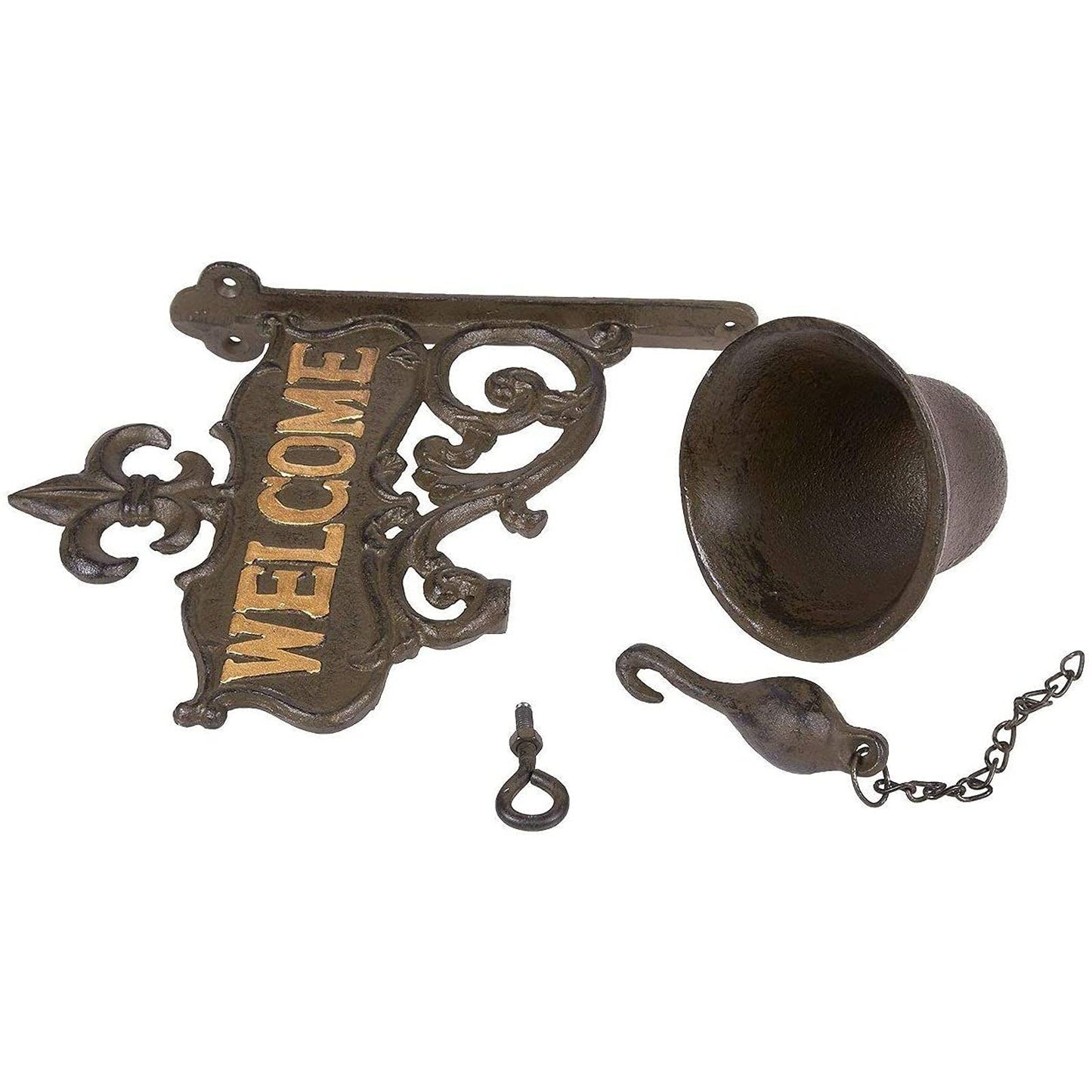 Juvale Dinner Bell Outdoor - 6.7 x 8.9 x 0.8 in, Black Cast Iron, Antique Style - Outdoor Welcome Bell for Front Porch & Wall Decor