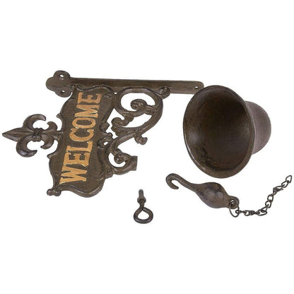 Juvale Dinner Bell Outdoor - 6.7 x 8.9 x 0.8 in, Black Cast Iron, Antique Style - Outdoor Welcome Bell for Front Porch & Wall Decor
