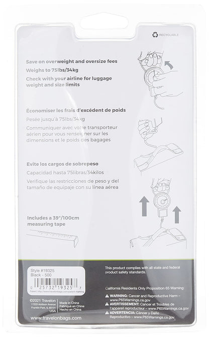 Travelon Stop and Lock Luggage Scale with Tape Measure