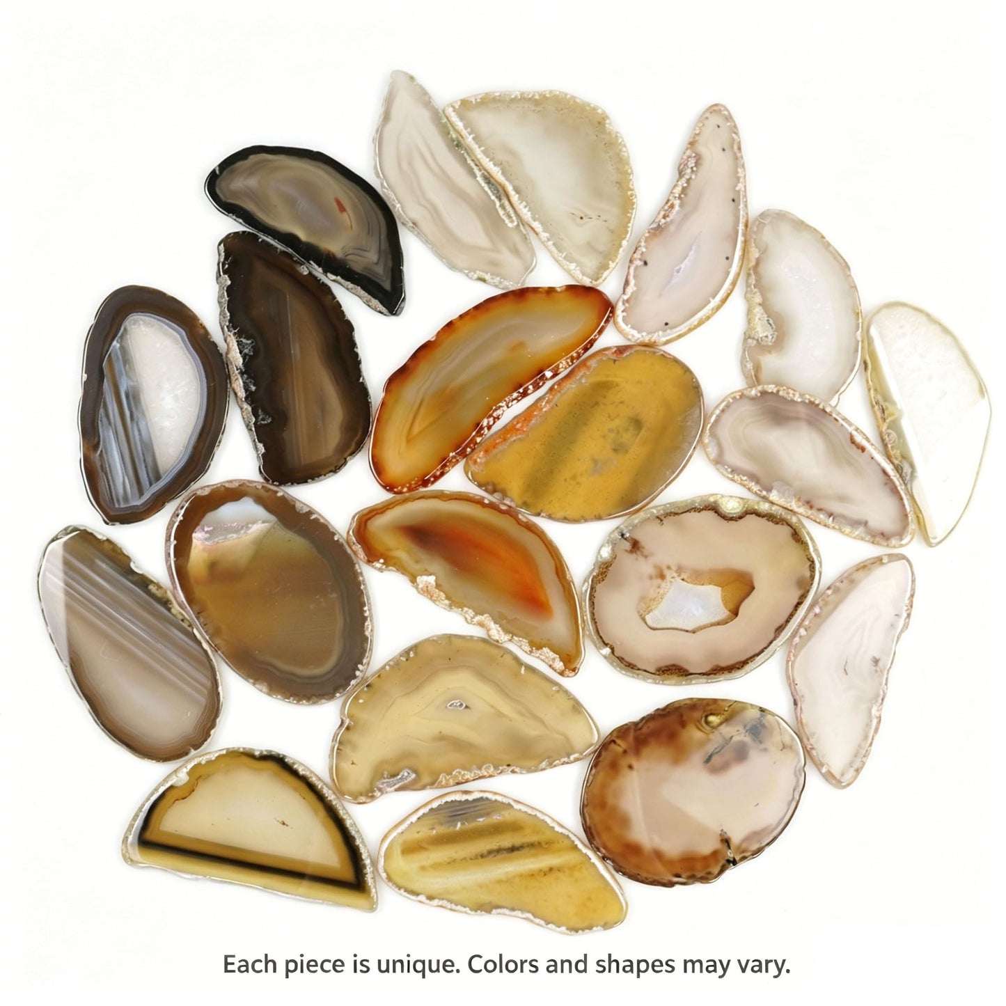 Sisamn 15pcs Natural Polished Agate Slices, Geode Slices Bulk for Light Table, Table Place Cards, Jewelry Making, Crafts, Home Decor, 1.18-2.56 Inches Length (Non-Drilled)