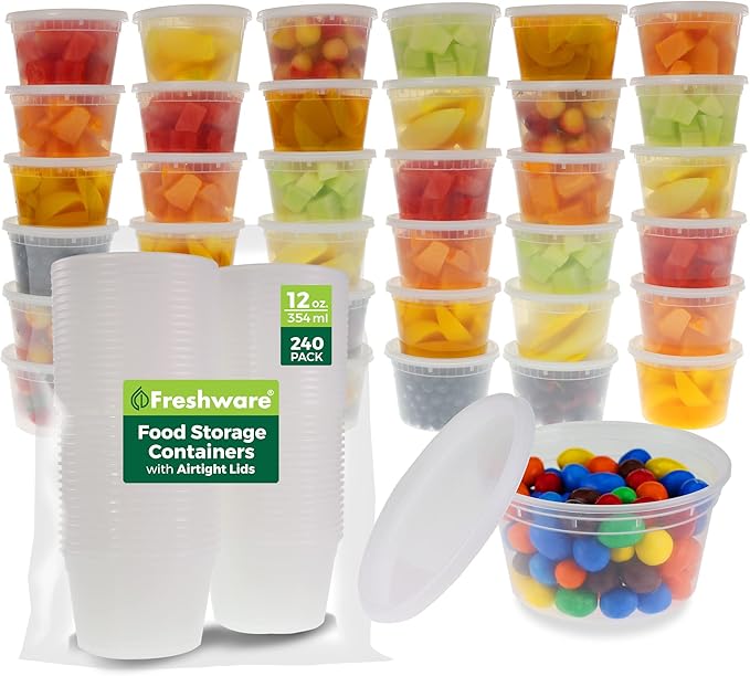 Freshware Food Storage Containers 12 oz Plastic Deli Containers