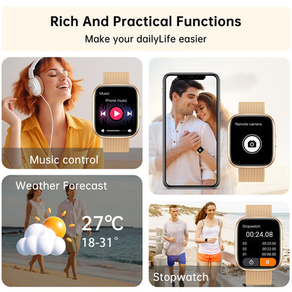 taopodo Smart Watches for Women, 1.91" HD Fitness Tracker (Answer/Make Calls), IP68 Waterproof, 120+ Sport Modes with Heart Rate and Sleep Monitor, Fitness Watch for iPhone/Android