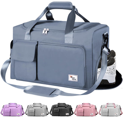 Gym Bag, Travel Bag Sport Duffel Bag with Wet Pocket, Gym Duffle Bag Foldable Men Women Travel Fitness Holdall Barrel Sports Overnight Weekender Bags for Gym Travel Swimming