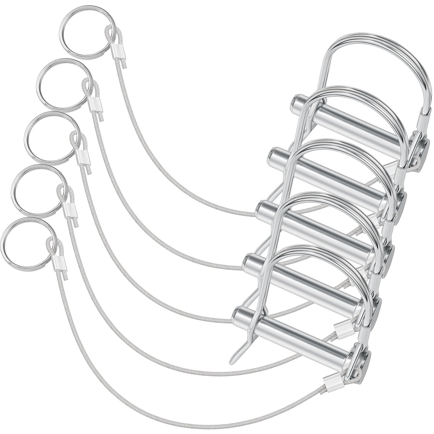 Mikniri 5 Pcs Trailer Hitch Coupler Pin with Steel Quick Release Ring, 5/16" Diameter x 1-3/4" Long D Shape Trailer Parts Metal Pins Lock Prevents Loss, Utility Trailer Accessories for Trailer Tongue