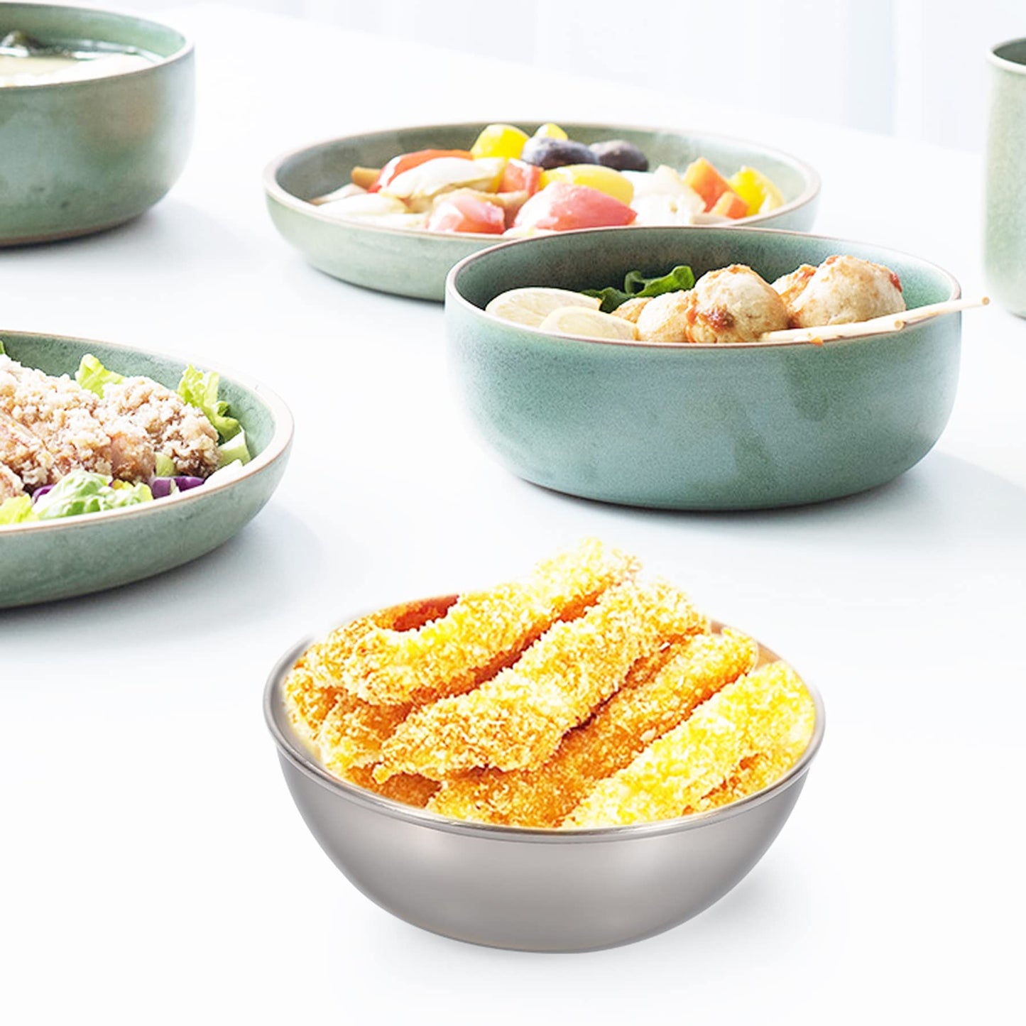 MGGi 8 Pack 3.3inch Stainless Steel Sauce Dishes Round Mini Individual Saucers Bowl, Seasoning Plate Sushi Dipping Bowl Appetizer Plates, for Sushi,Side Dishes,Dessert,Tomato Sauce,Soy,BBQ - Silver
