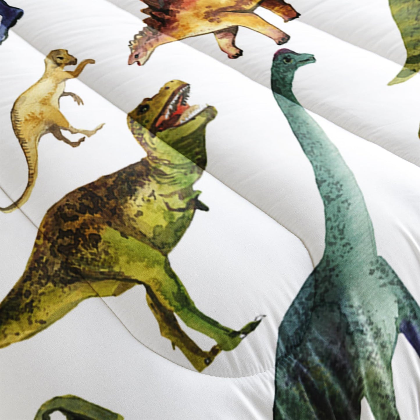 Nttopship Dinosaur Comforter Sets King，Dinosaur Printed Quilt Set for Bedroom Soft Microfiber All Season Print Quilt Set with 1 Comforter and 2 Pillow Case