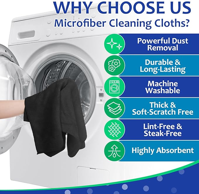 Newwiee 6 Pcs Extra Large Microfiber Cleaning Cloth 30" x 20" Washable Reusable
