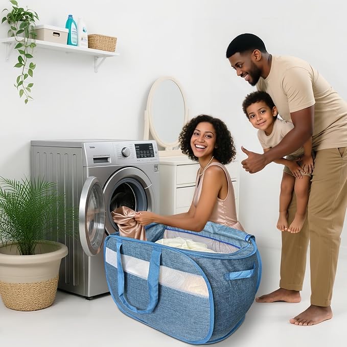 Upgraded 100L Extra Large Mesh Pop Up Laundry Hamper
