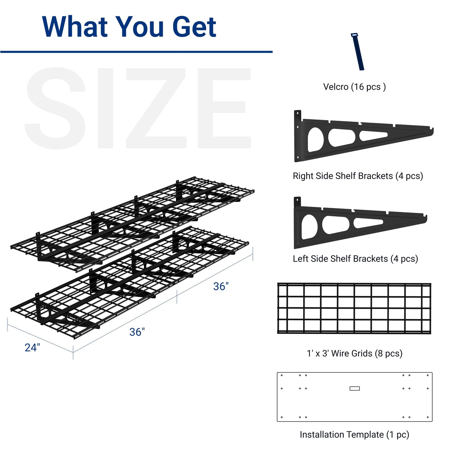 FLEXIMOUNTS 2-Pack 2x6ft Garage Shelving 24-inch-by-72-inch Heavy Duty Wall Mounted Shelves Garage Storage Rack Floating Shelves, 1400lbs Load Capacity, Black, Classic Series