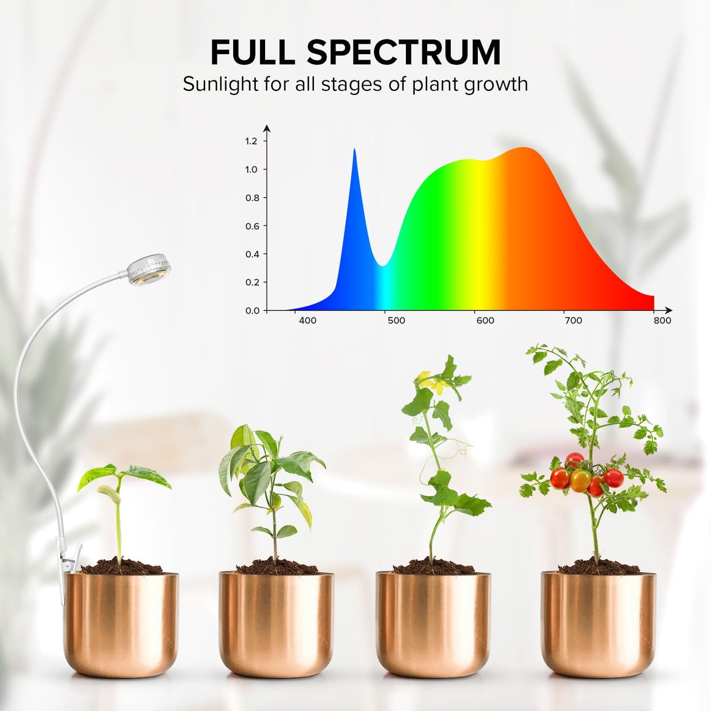 5W Clip on Grow Lights for Indoor Plants,Pot LED Small Grow Light for Indoor Growing, Full Spectrum Small Plant Light, 4000k with 4-Level Dimmable, Auto On/Off 3 6 12 Hrs Timer for Succulents
