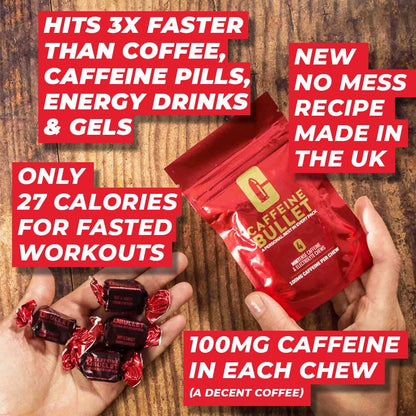 Caffeine Bullet Mint Energy Chews *80 – Faster Boost Than Gels, Tablets and Gum. 100mg per Serving - Sport Science for Running, Cycling, Gaming & Pre Workout Endurance Kick.