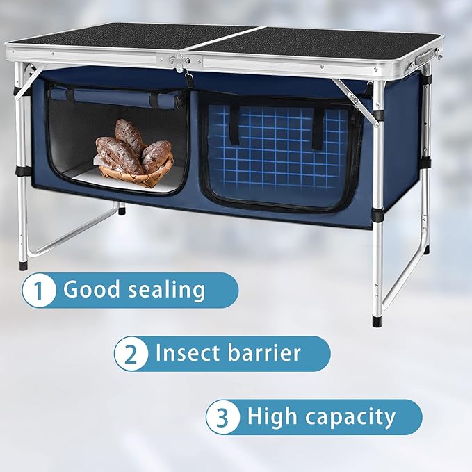 Folding Camping Table with Storage Compartment Aluminum Lightweight Camp