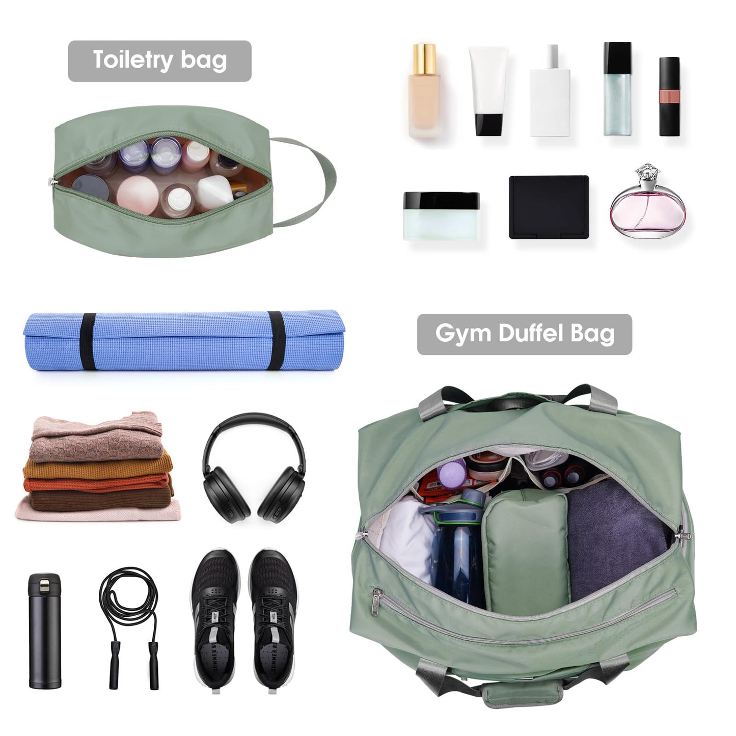 Ceneda 20" Gym Bag for Women with Wet Pocket & Shoe Compartment, Lightweight Duffel Waterproof Carry On Duffle for Travel, Yoga, Overnight (Dark Grey)